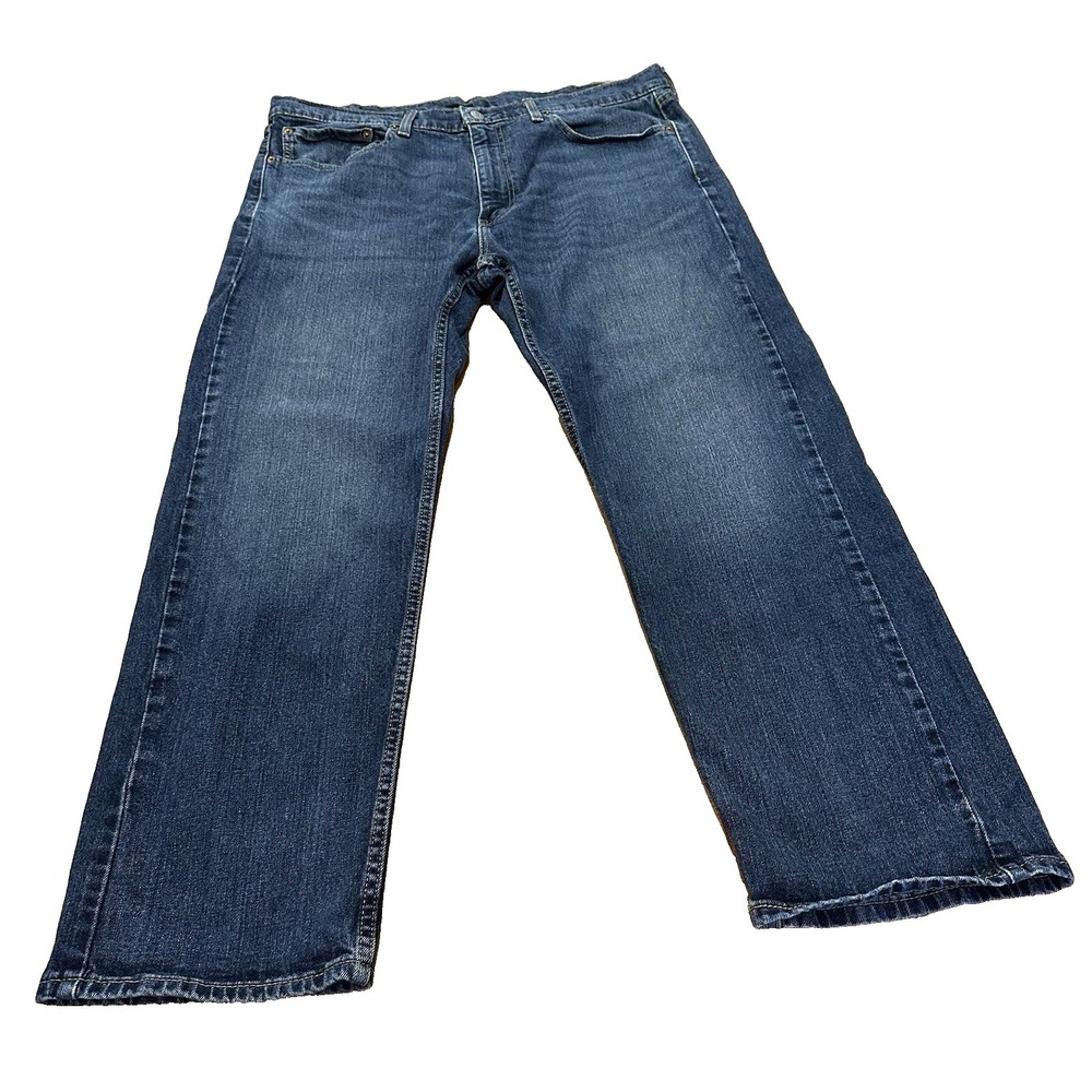 Levi's 505 Jeans Regular Straight Fit Mens Dark Blue Denim Size 38x30